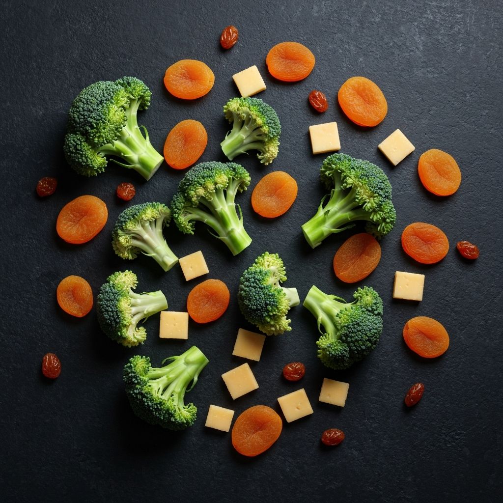 Optimal food combinations with broccoli, dried apricots, and cheese for iron absorption